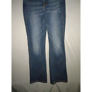 Aura  Wrangler Jeans Womens 10 Tall Blue Denim Mid Rise Bootcut Flare Western